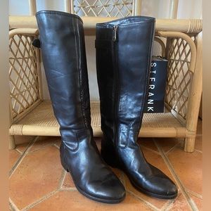 Black Leather Tommy Hilfiger Riding Boots